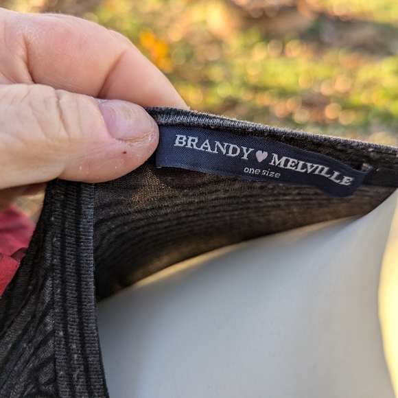 Jrs Brandy Melville SS Grey Striped Ctn modal tee OSFA - Picture 3 of 4